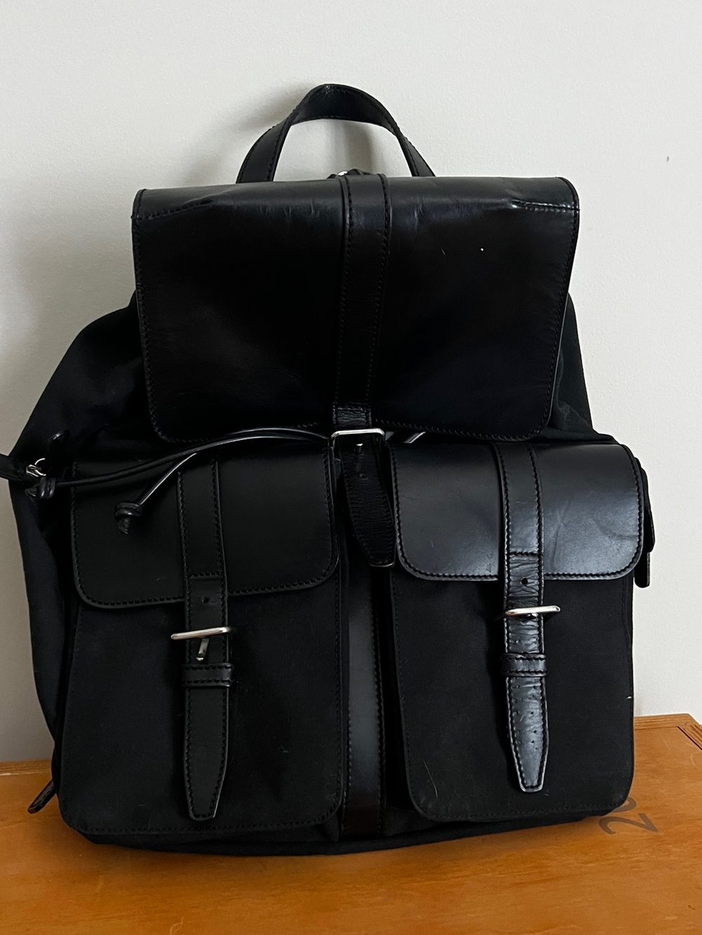 Classic Black Buckle Front Backpack